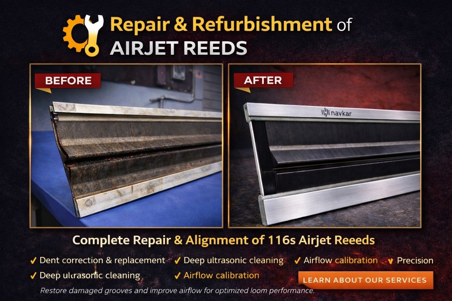 Airjet Reed Repair and Refurbishment